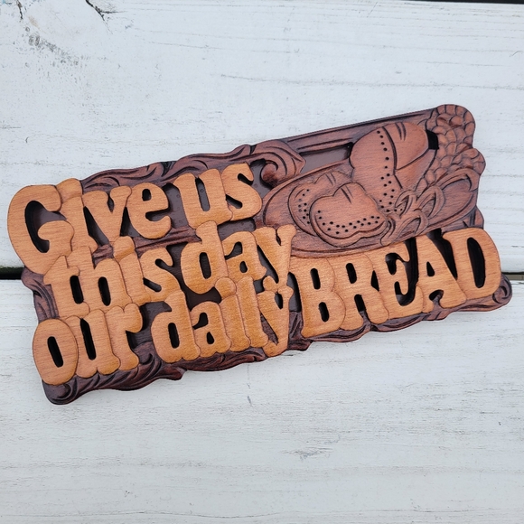 Wooden Daily Bread Mahogany Wall Art ~ Religious ~ Handmade ~ Thanksgiving Art - Picture 6 of 16